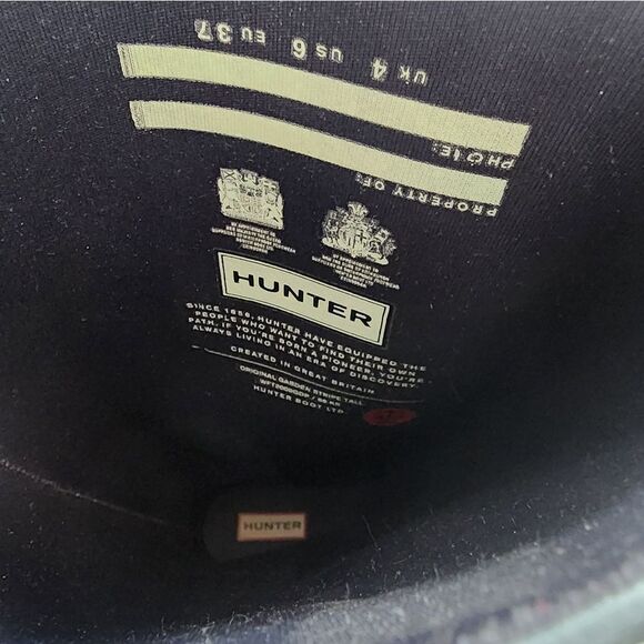 Hunter Black and White Striped Rain Boots - Picture 7 of 8